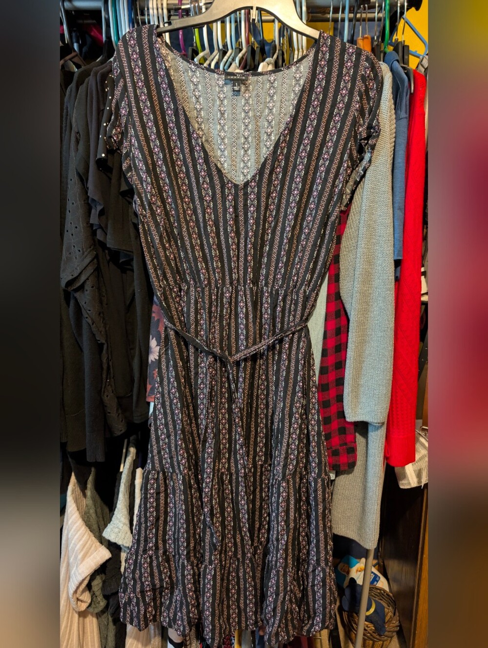 torrid Black Striped Floral Midi Dress